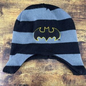 Batman DC Comics Striped Black Gray Beanie Hat Cap